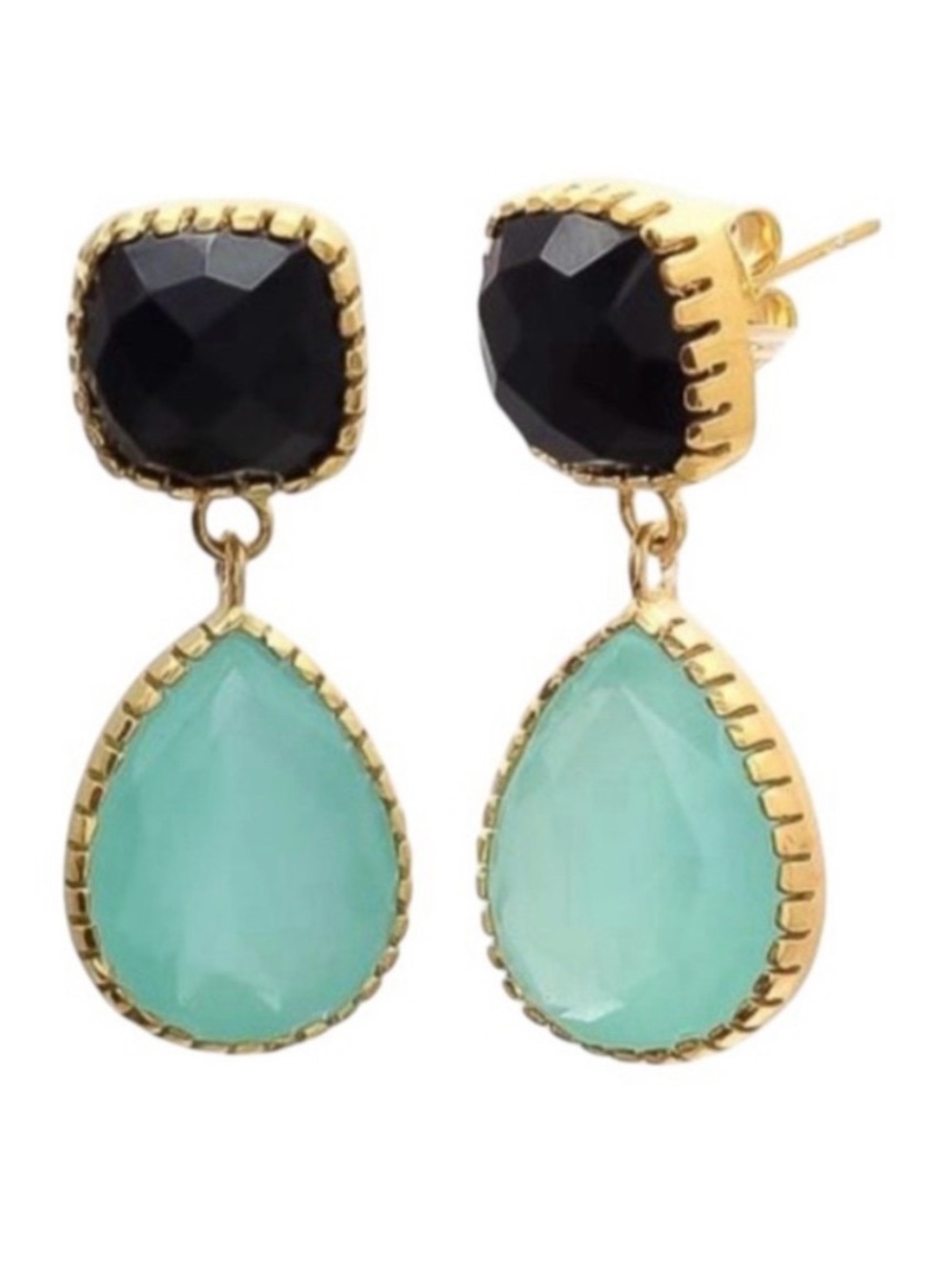 NWOT J. Crew Black and Aqua Drop Dangle Earrings - Women Jewelry